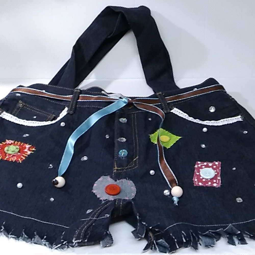 Blue jean bag.